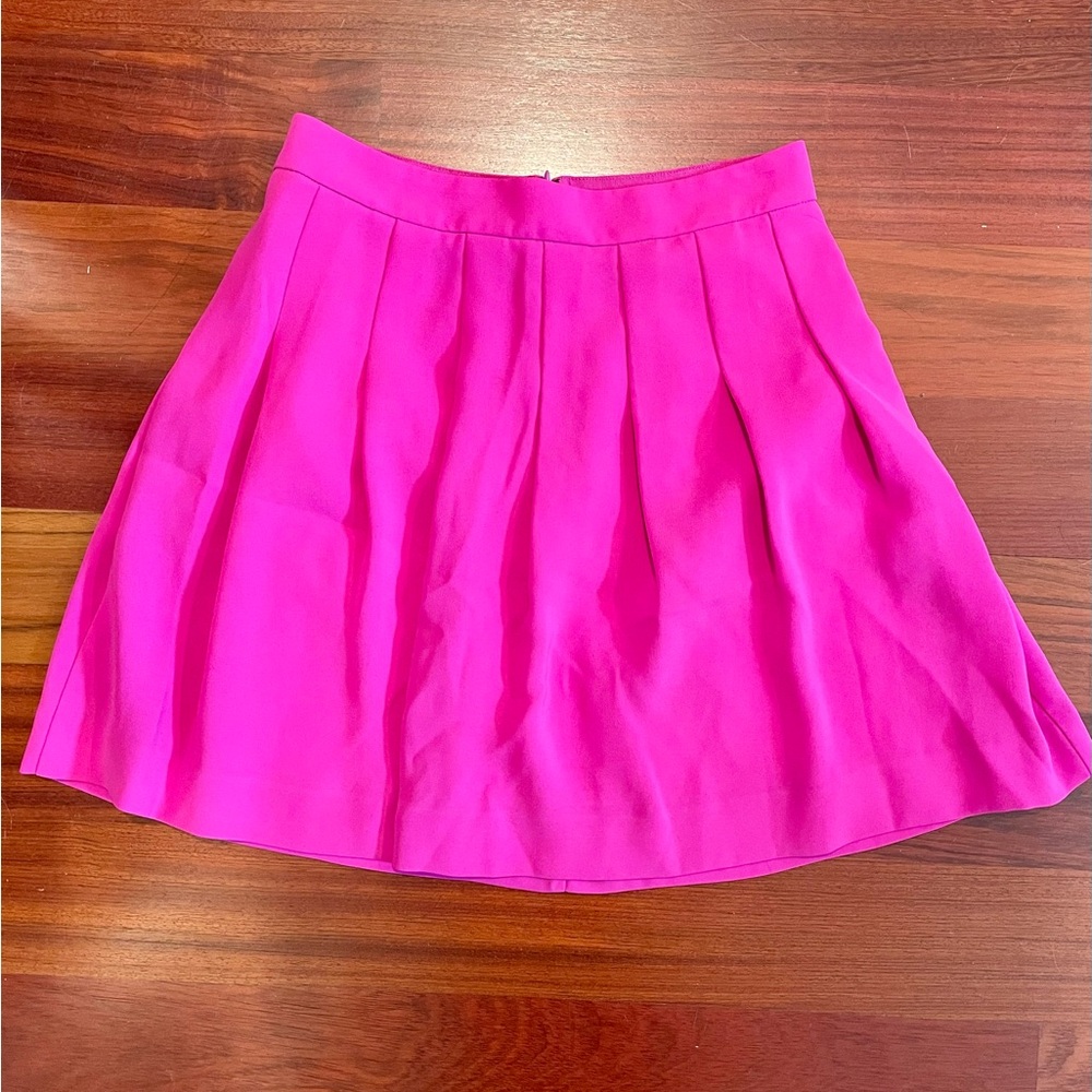 J Crew Fuchsia Pleated Skirt - Sz 0